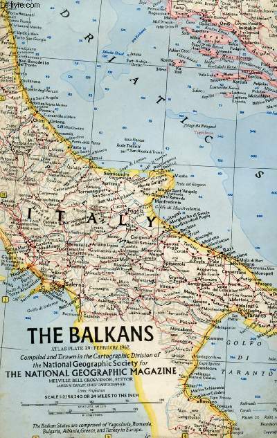 THE BALKANS, MAP, THE NATIONAL GEOGRAPHIC MAGAZINE