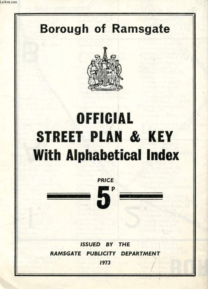 RAMSGATE, OFFICIAL STREET PLAN & KEY, WITH ALPHABETICAL INDEX