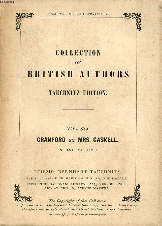 CRANFORD (COLLECTION OF BRITISH AUTHORS, VOL. 875)