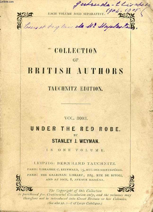 UNDER THE RED ROBE (COLLECTION OF BRITISH AUTHORS, VOL. 3003)