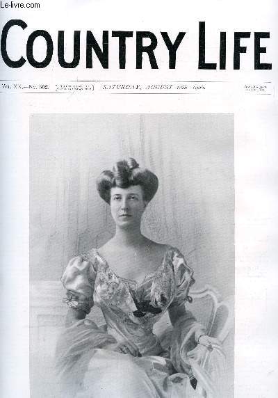 COUNTRY LIFE ILLUSTRATED, VOL. XX, N 502, AUG. 1906 (Contents: Our Portrait Illustration: The Hon. Airs. Alistair Hay. The Duty of the State to Science. Country Notes. Yachting and the Cowes Regatta. (Illustrated). From the Farms. (Illustrated)...)