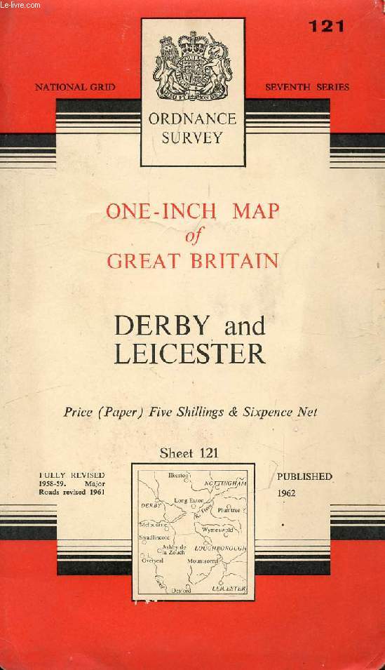 ONE-INCH MAP OF GREAT BRITAIN, DERBY AND LEICESTER