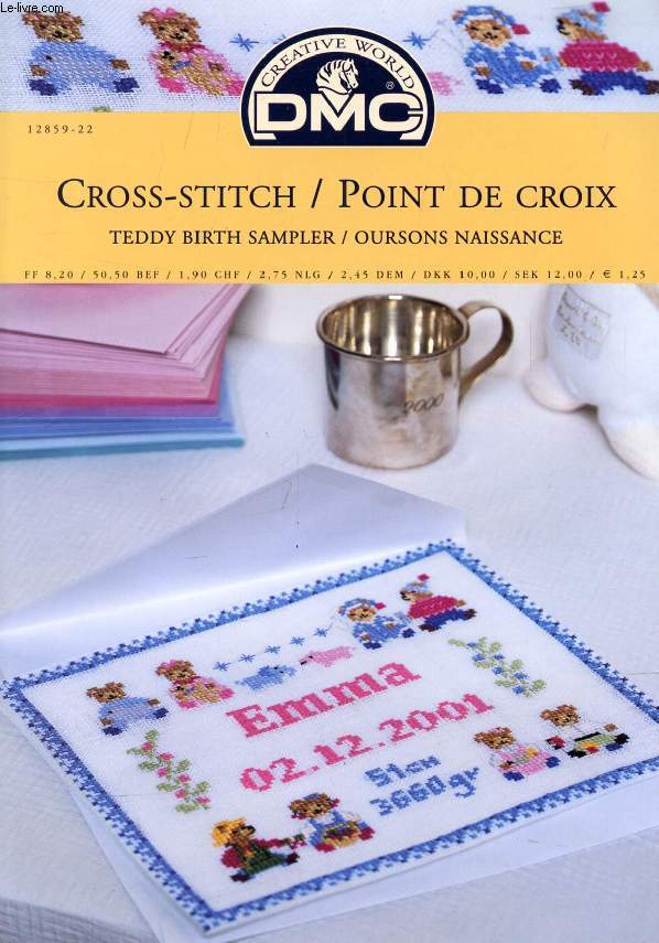DMC, CROSS-STITCH / POINT DE CROIX, TEDDY BIRTH SAMPLER / OURSONS NAISSANCE