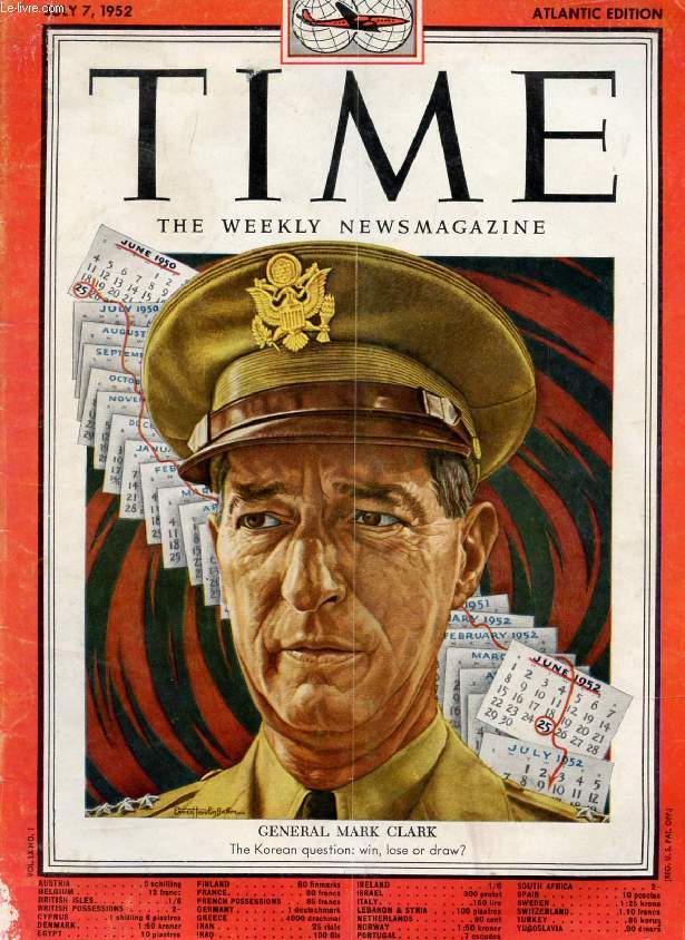 TIME, NEWSMAGAZINE, VOL. LX, N 1, JULY 1952 (Contents: Republicans, Change of positions. Campaign of 1777. T-48 Patton Medium. War in Asia. Great Britain, Irresponsible Ally ? Marilyn Monroe. Dr. Carl G. Jung...)