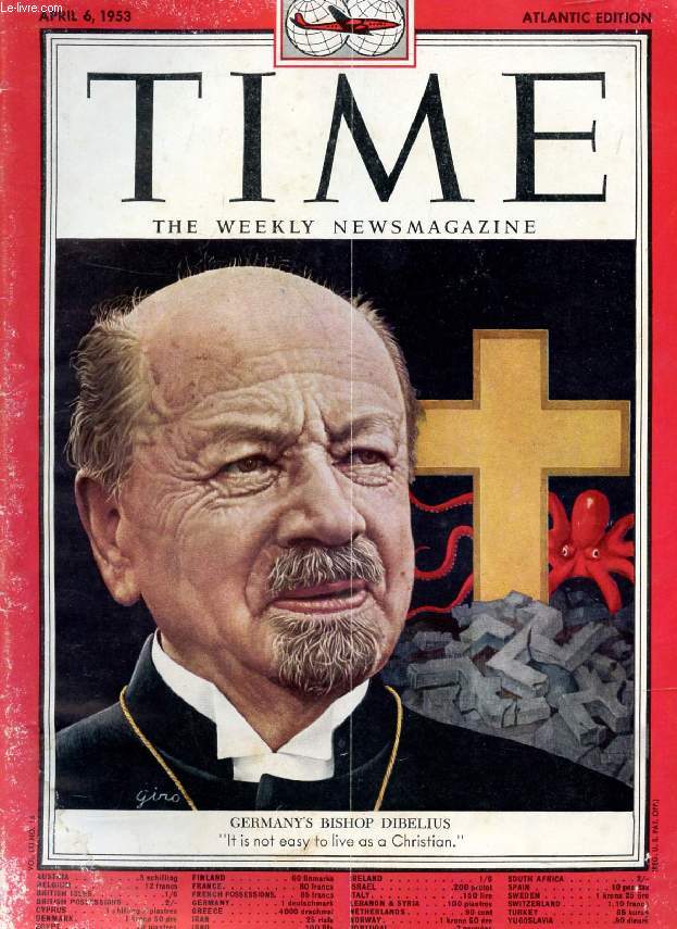 TIME, NEWSMAGAZINE, VOL. LXI, N 14, APRIL 1953 (Contents: Chou En-Lai, Gen. Mark Clark. Perle Mesta. Nancy Astor. Queen Mary. Man Ray's Kiki. Ben-Gurion. Communism and the Colleges. Germany's Bishop Dibelius (Cover)...)