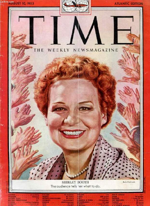 TIME, NEWSMAGAZINE, VOL. LXII, N 6, AUG. 1953 (Cotents: John's Diner, Brooklyn, Much more fun tha the Waldorf. EDC: The European Army. All quiet in Korea. Europe's Provinces, Alsace (color). Shirley Booth (Cover)...)