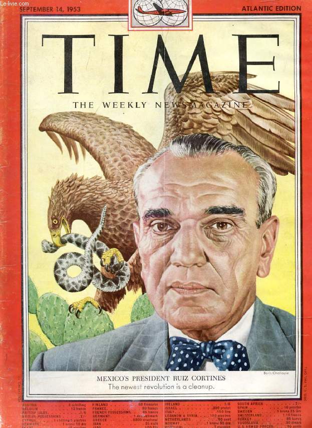 TIME, NEWSMAGAZINE, VOL. LXII, N 11, SEPT. 1953 (Contents: Races, Progress on State Street, Audrey Harper. The U.S., A Strong & Stable Land, 'Progressive Conservatism' Is Its Mood. Nyasaland. Mexico's President Ruiz Cortines (Cover)...)