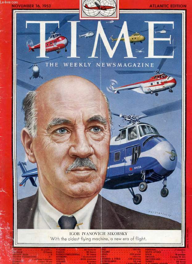 TIME, NEWSMAGAZINE, VOL. LXII, N 20, NOV. 1953 (Contents: Harry Dexter White. The U.S. and Britain, Allies Undermine Each Other To Foe's Benefit. Igor Ivanovich Sikorsky, With the oldest flying machine, a new era of flight. Italian Demonstrators...)
