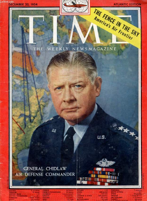 TIME, NEWSMAGAZINE, VOL. LXIV, N 25, DEC. 1954 (Contents: General Chidlaw, Air Defense Commander (Cover). Alaska: G.I.S. on the Northern Frontier. Scotland, Proud Nation...)