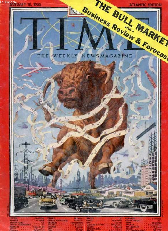 TIME, NEWSMAGAZINE, VOL. LXV, N 2, JAN. 1955 (Contents: Gloria Stokowska & Stanislaus, Leopold & Christopher Stokowski. The Pistol and the Claw, A new military policy for the age of atom deadlock. Business in 1954. The Bull Market (Cover)...)
