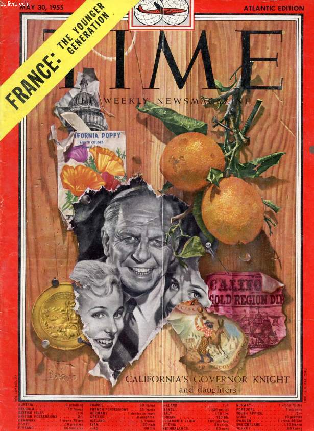 TIME, NEWSMAGAZINE, VOL. LXV, N 22, MAY 1955 (Contents: Ike meets the Press. California's Governor Knight (Cover). Tunisia's Bourguiba. France: The younger Generation...)