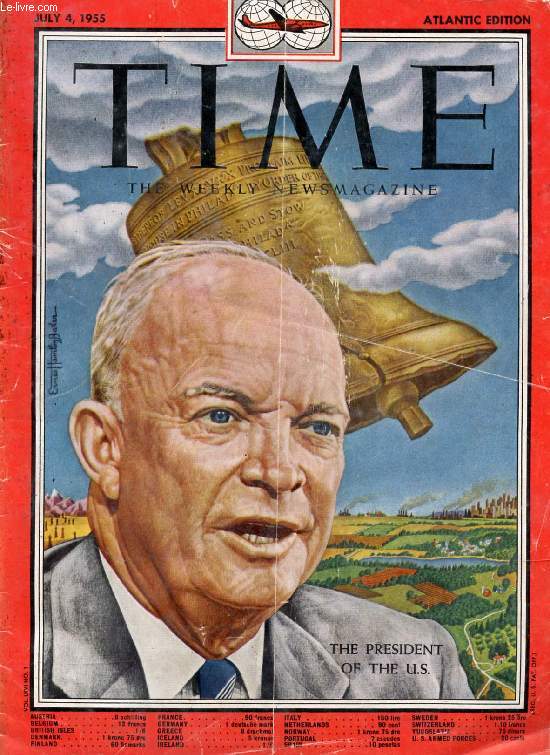 TIME, NEWSMAGAZINE, VOL. LXVI, N 1, JULY 1955 (Contents: The President of the U.S. (Cover). The French 'prsence' in North Africa. Sikh Singh, Leaves from Gandhi. Farm Machinery, Model 1955 (color)...)