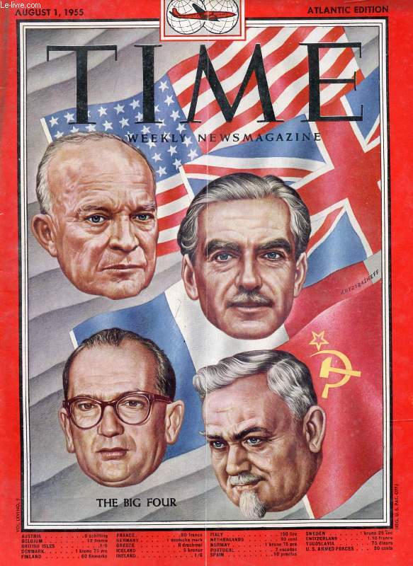 TIME, NEWSMAGAZINE, VOL. LXVI, N 5, AUG. 1955 (Contents: Geneva's Big Four, Bulganin, Eisenhower, Faure, Eden. Trading Secrets, Ike's Dramatic Offer & How It Came About. Morocco, The New Man, El Glaoui & Grandval...)