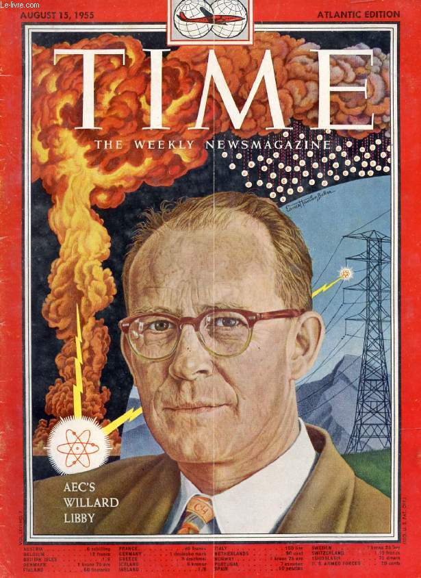 TIME, NEWSMAGAZINE, VOL. LXVI, N 7, AUG. 1955 (Contents: U.S. Farmers inspecting Soviet Tractor Plant. Okinawa: Levittown-on-the-Pacific. AEC'S Willard Libby, The Philosopher's Stone (Cover)...)