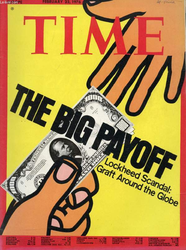 TIME, NEWSMAGAZINE, FEB. 23, 1976 (Contents: The Big Payoff, Lockheed Scandal: Graft Around the Globe (Cover). Clouds of Black Mist (Japan). The First Face-Off (US Campaign). Patty's Terrifying Story (Trial)...)