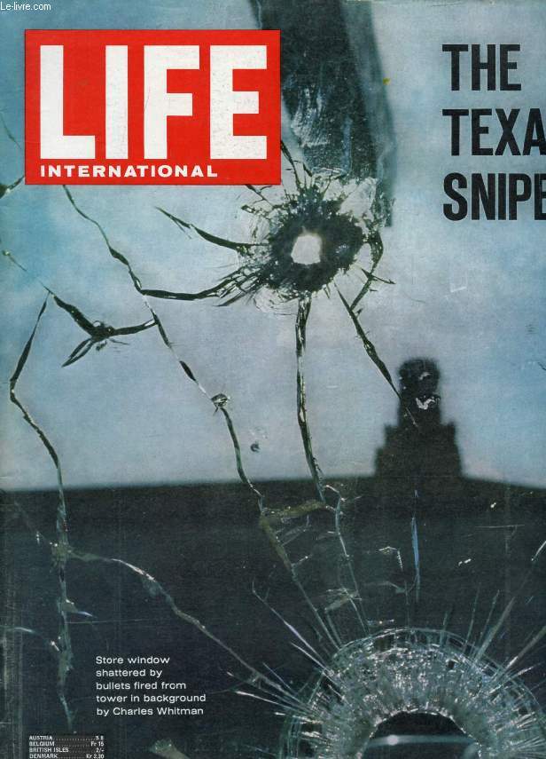 LIFE, INTERNATIONAL EDITION, VOL. 41, N 4, AUG. 1966 (Contents: Letters. The German problem. Special Report. Taxi drivers of the world. By Geoffrey Bocca. Murder Rampage. Under the clock, a sniper with 31 minutes to live Charles Whitman, the Eagle...)