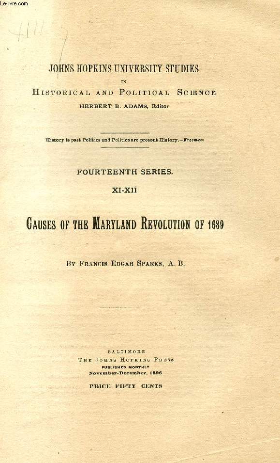 CAUSES OF THE MARYLAND REVOLUTION OF 1689
