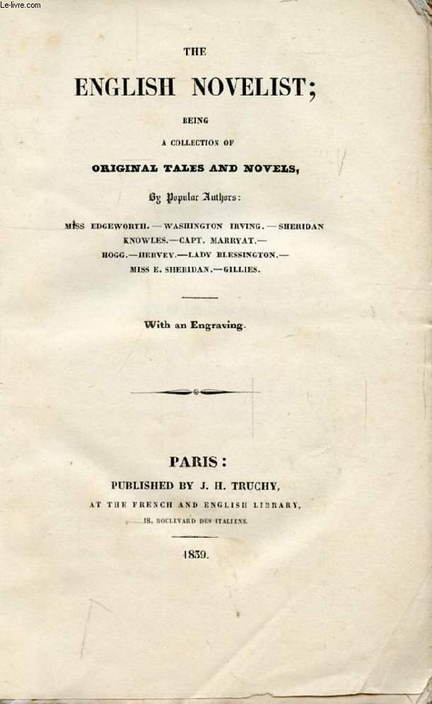 THE ENGLISH NOVELIST, BELING A COLLECTION OF ORIGINAL TALES AND NOVELS
