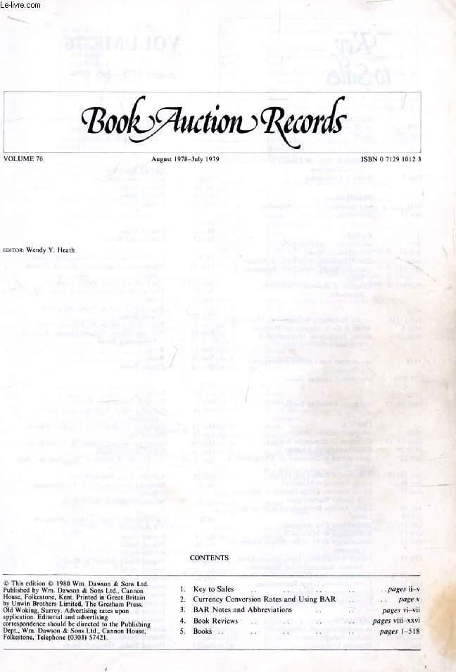 BOOK AUCTION RECORDS, VOL. 76, AUG. 1978 - JULY 1979