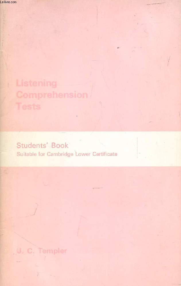 LISTENING COMPREHENSION TESTS, Student's Book