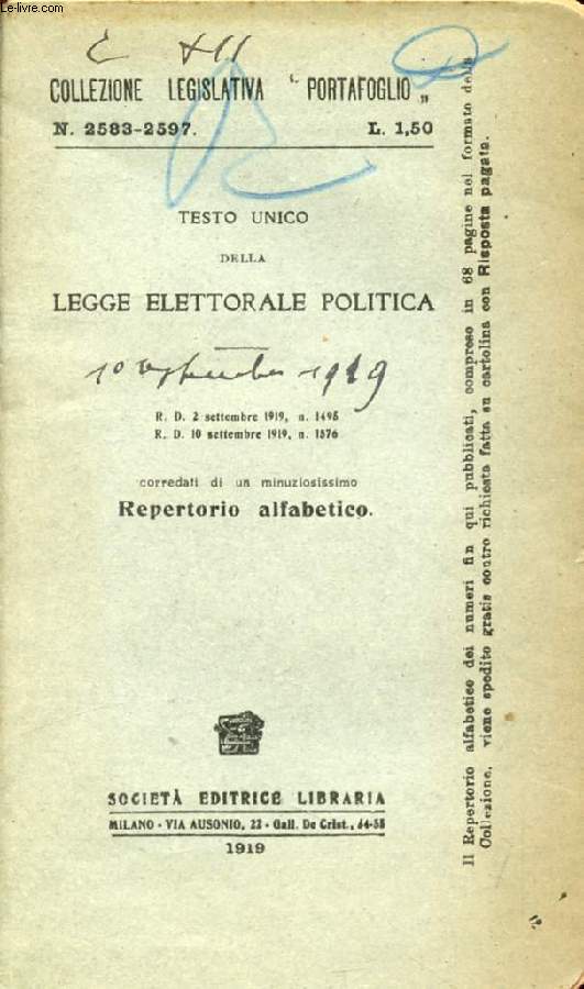 TESTO UNICO DELLA LEGGE ELETTORALE POLITICA