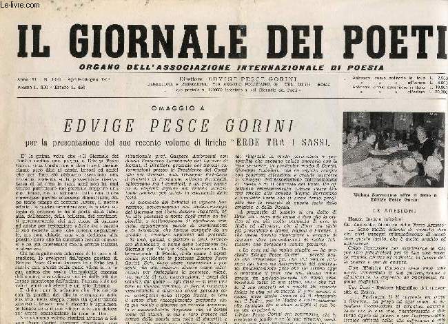 IL GIORNALE DEI POETI, ANNO XI, N 4-5-6, APRILE-GIUGNO 1964, ORGANO DELL'ASSOCIAZIONE INTERNAZIONALE DI POESIA