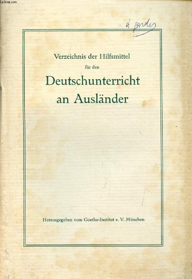 VERZEICHNIS DER HILFSMITTEL FR DEN DEUTSCHUNTERRICHT AN AUSLNDER