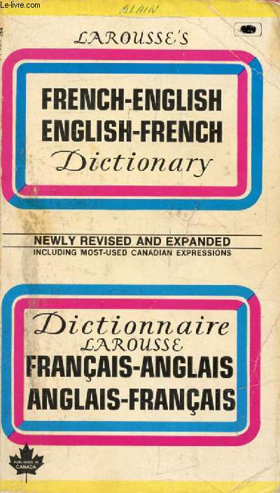 LAROUSSE'S FRENCH-ENGLISH, ENGLISH-FRENCH DICTIONARY