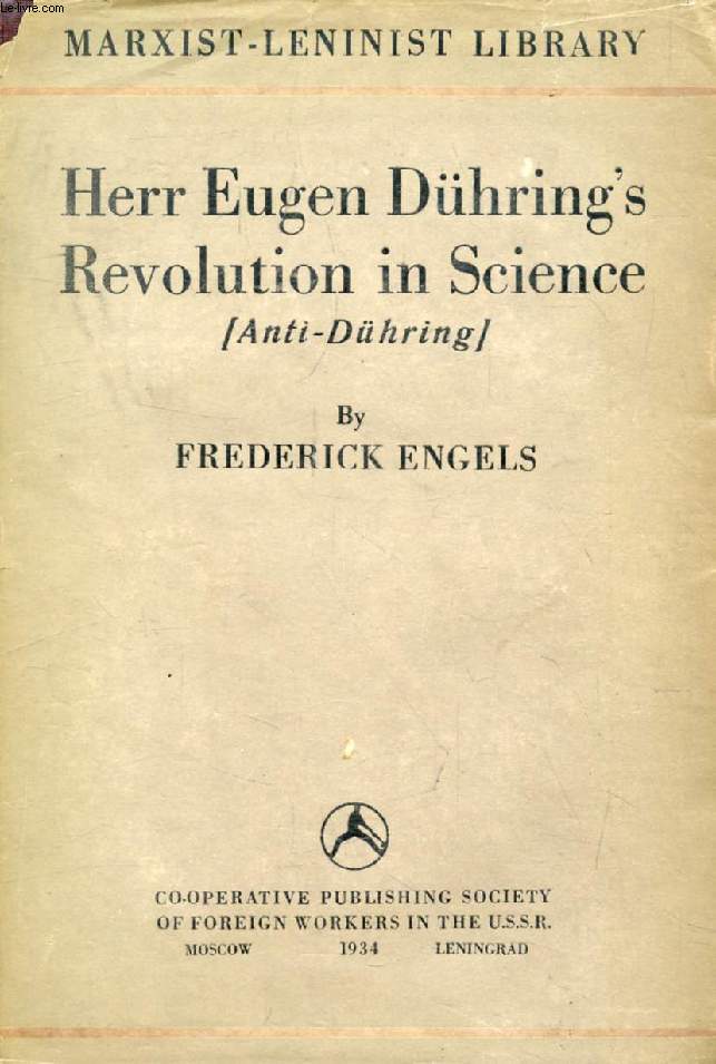 HERR EUGEN DHRING'S REVOLUTION IN SCIENCE (Anti-Dhring)