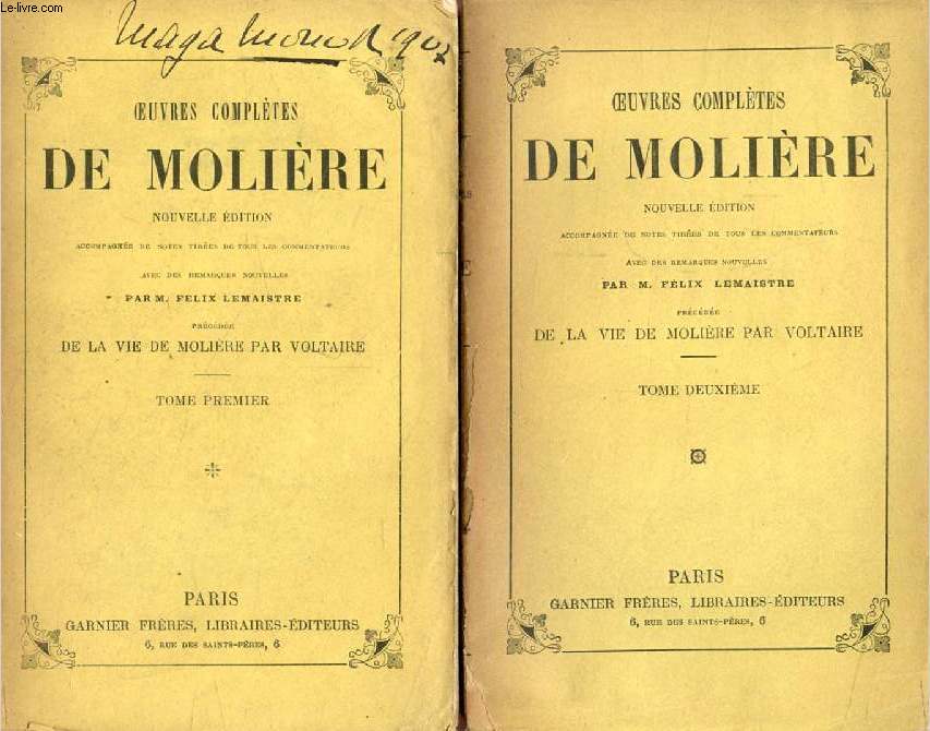 OEUVRES COMPLETES DE MOLIERE, 3 TOMES