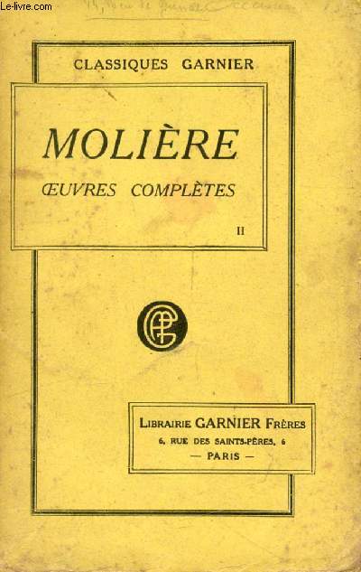 OEUVRES COMPLETES DE MOLIERE, TOME II