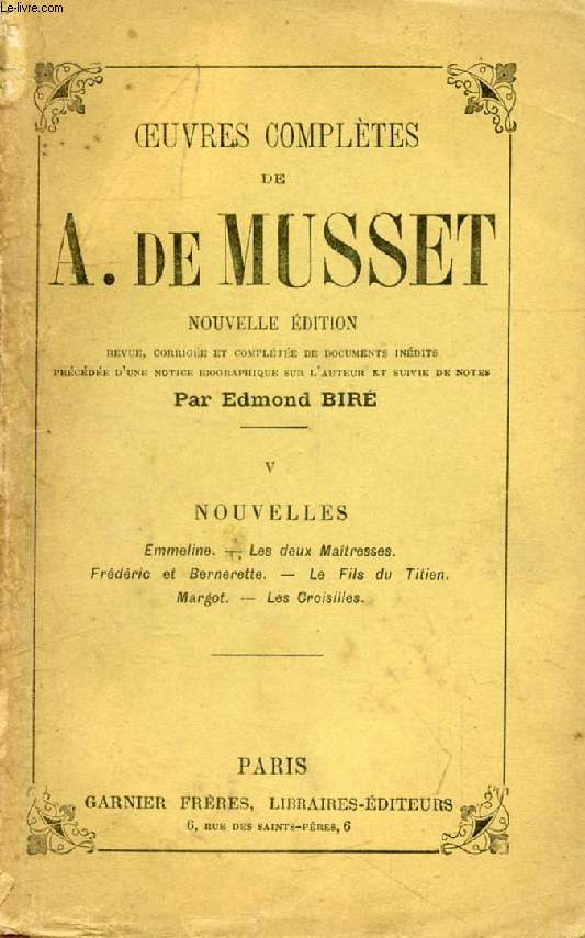 NOUVELLES (Oeuvres Compltes de Alfred de Musset, V)