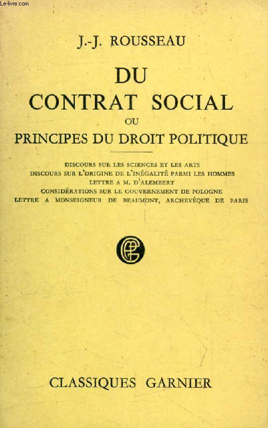 CONTRAT SOCIAL, OU PRINCIPES DU DROIT POLITIQUE