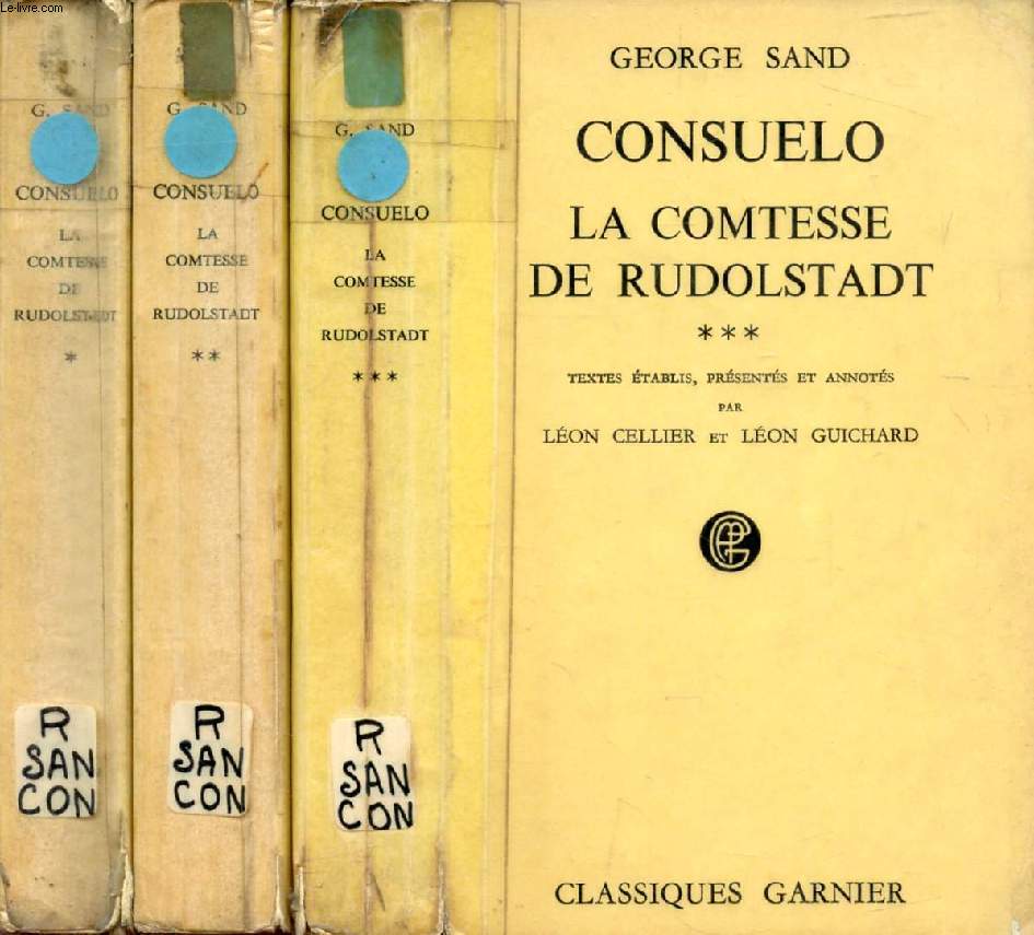 CONSUELO, LA COMTESSE DE RUDOLSTADT, 3 TOMES