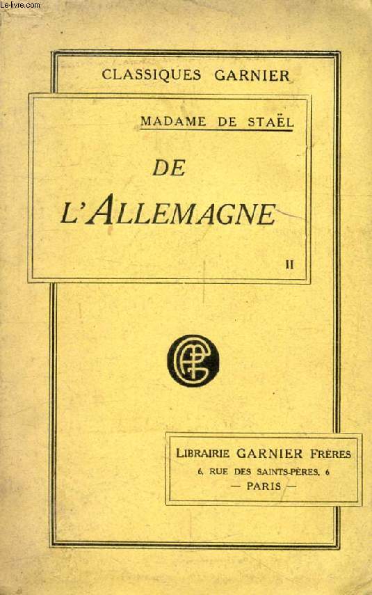 DE L'ALLEMAGNE, TOME II