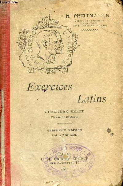 EXERCICES LATINS, 1re SERIE, CLASSE DE 6e