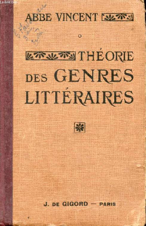 THEORIE DES GENRES LITTERAIRES