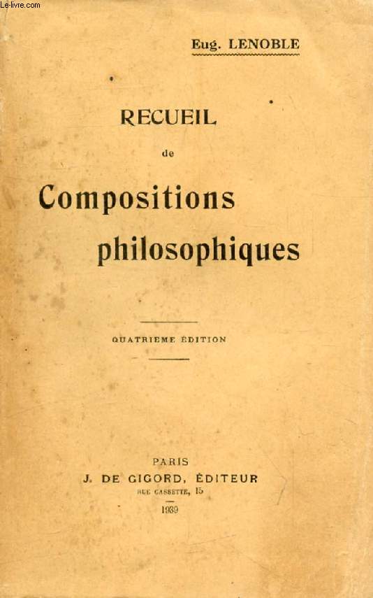RECUEIL DE COMPOSITIONS PHILOSOPHIQUES