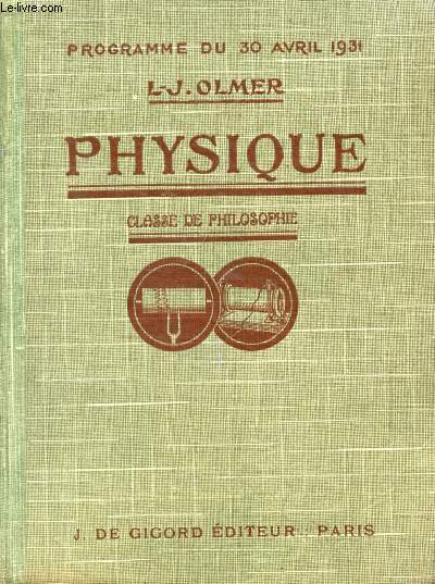 PHYSIQUE, CLASSE DE PHILOSOPHIE