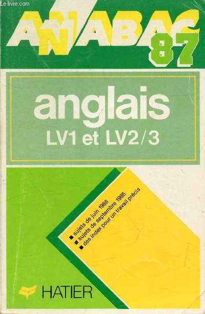 ANNABAC 87, ANGLAIS LV1 ET LV2/3