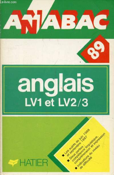 ANNABAC 89, ANGLAIS LV1 ET LV2/3