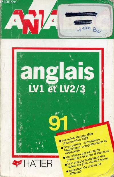 ANNABAC 91, ANGLAIS LV1 ET LV2/3