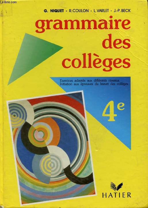 GRAMMAIRE DES COLLEGES, 4e