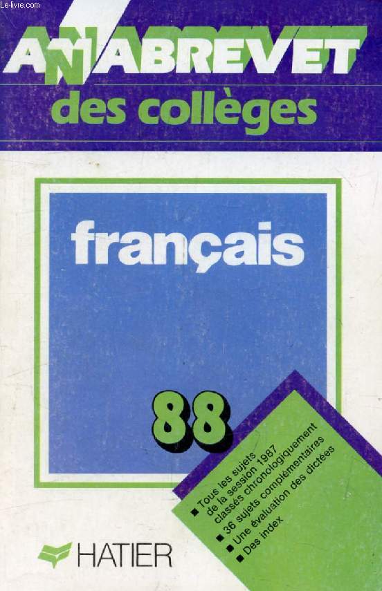 ANNABREVET 88, BREVET DES COLLEGES, FRANCAIS