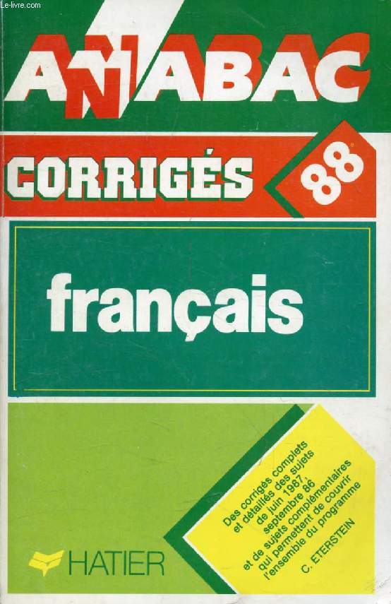 ANNABAC 88, FRANCAIS, CORRIGES