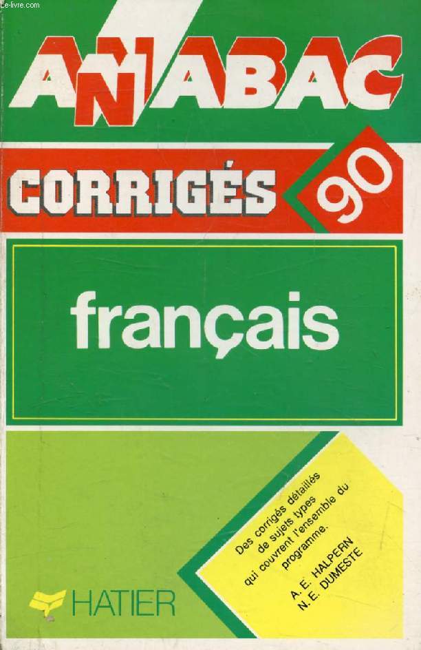 ANNABAC 90, FRANCAIS, CORRIGES
