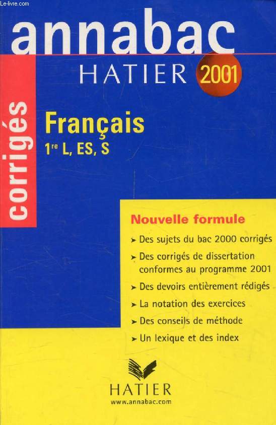 ANNABAC 2000, FRANCAIS L , ES, S, CORRIGES