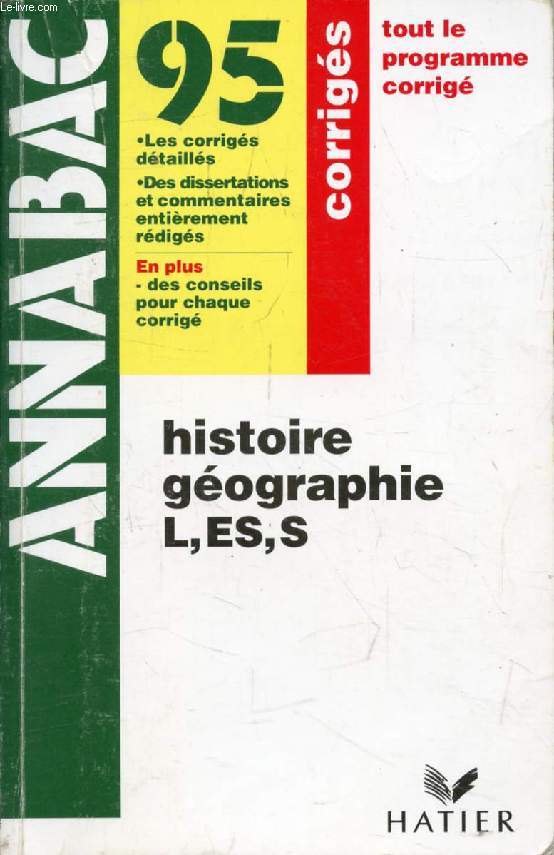 ANNABAC 95, HISTOIRE GEOGRAPHIE L, ES, S, CORRIGES