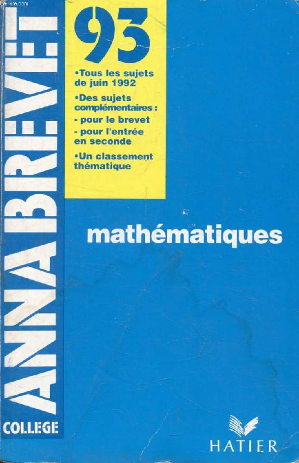 ANNABREVET 93, MATHEMATIQUES