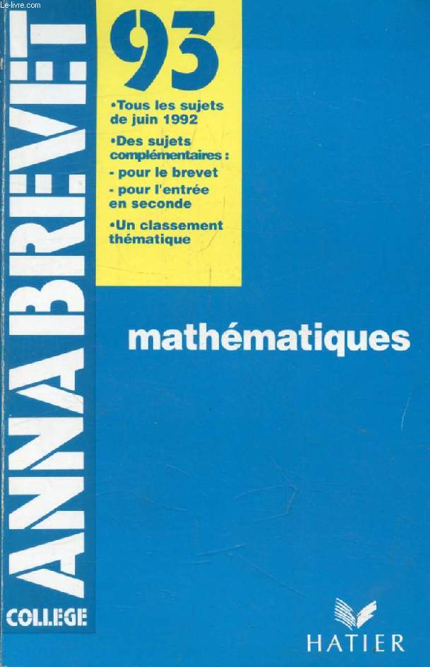 ANNABREVET 93, MATHEMATIQUES